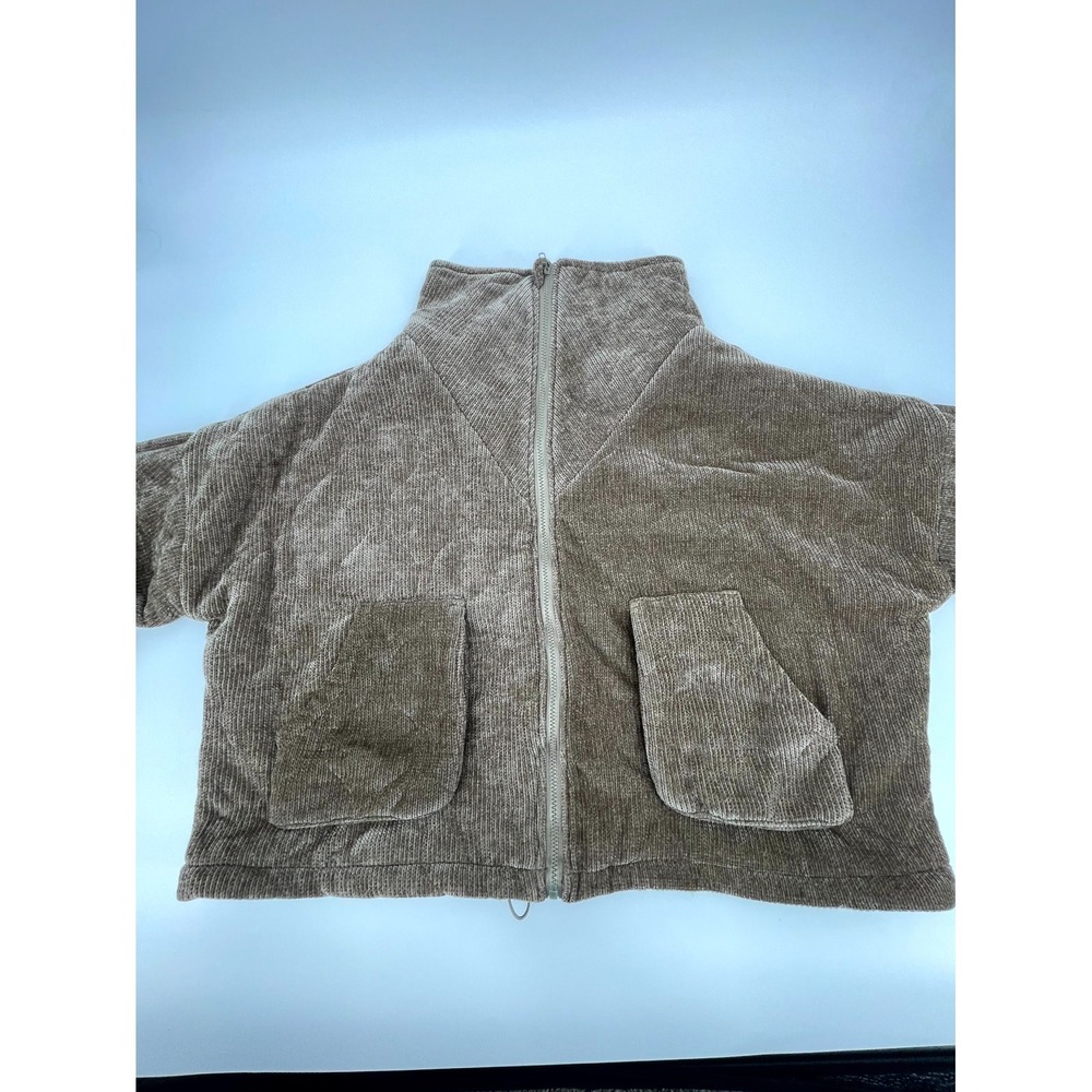 White Birch Black Label Corduroy Jacket Womens Large Tan Lined Mock Neck Zip Up - Picture 2 of 12